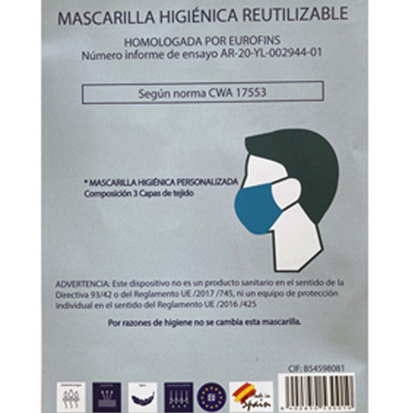 mascarilla higienica reutilizable padel